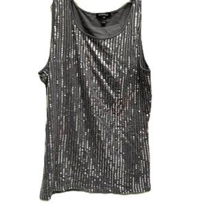 Women's George Gray Tank Top with Silver Sequins on Front Size L 12-14